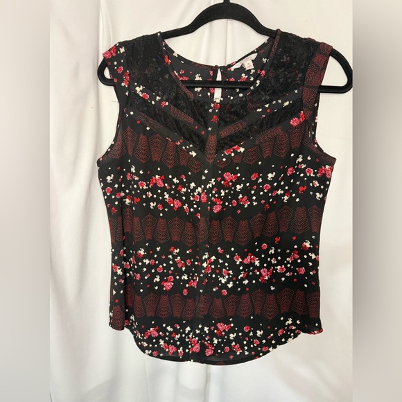 Candie's Tops - Candie's Black Floral Lace Trim Sleeveless Camisole